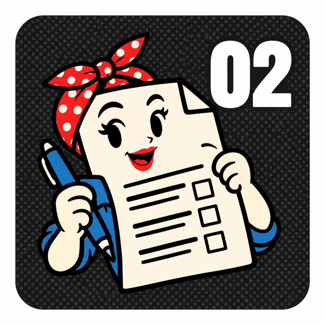 Illustrazione pop: documento con penna e numero 02